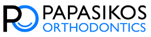 Papasikos Orthodontics black and blue logo